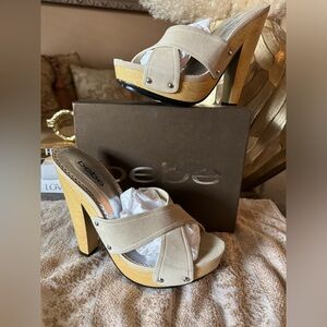 bebe wooden heel sandals